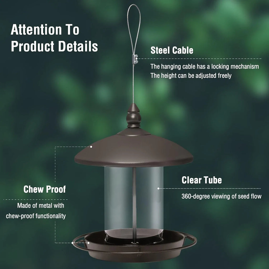 Metal Roof Bird Feeder Chew Proof for Outdoor Hanging Wild Bird Seeds. Bronze - Image 4