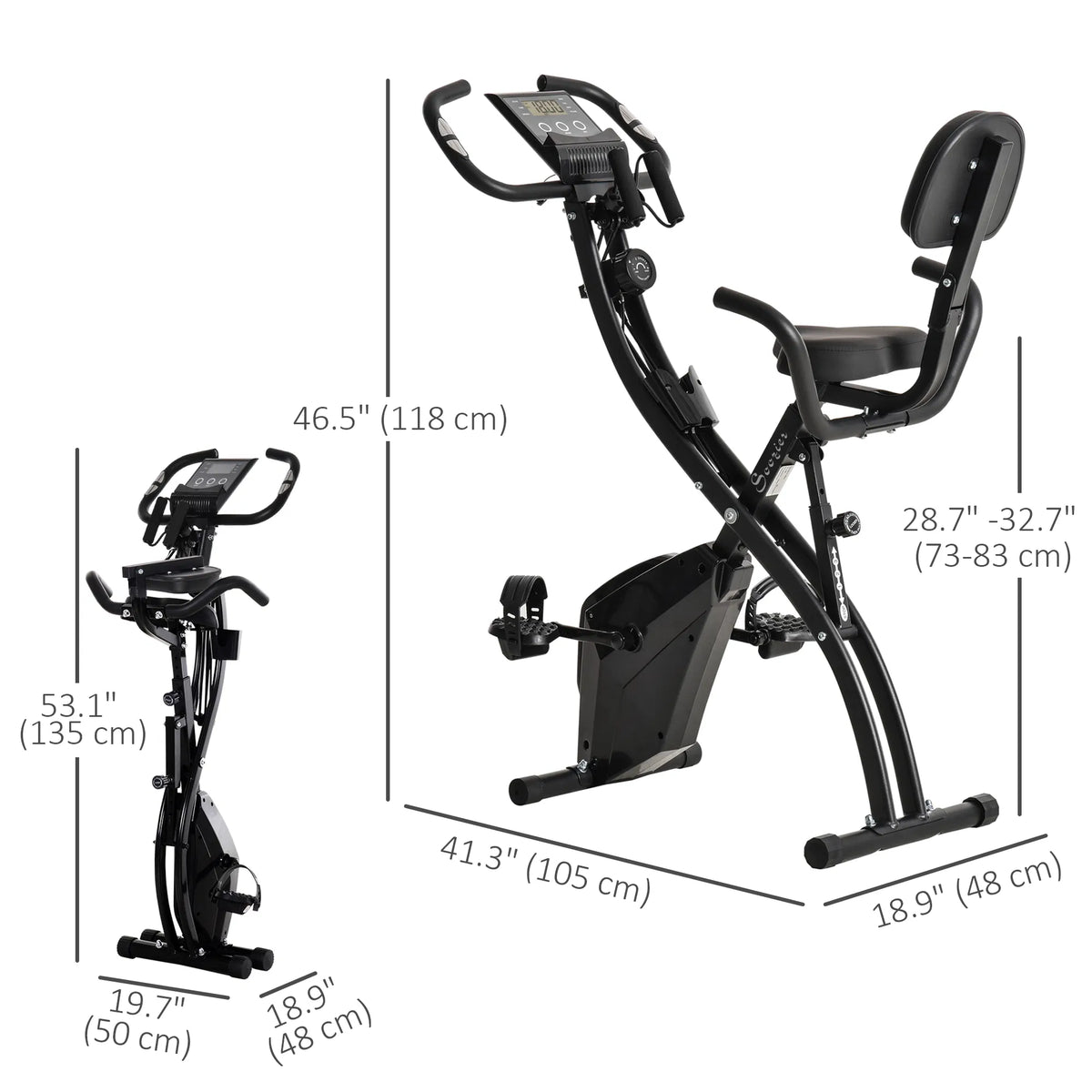 3 in 1 Folding Exercise Bike Foldable Stationary Bike with 8 Level Magnetic - Image 3