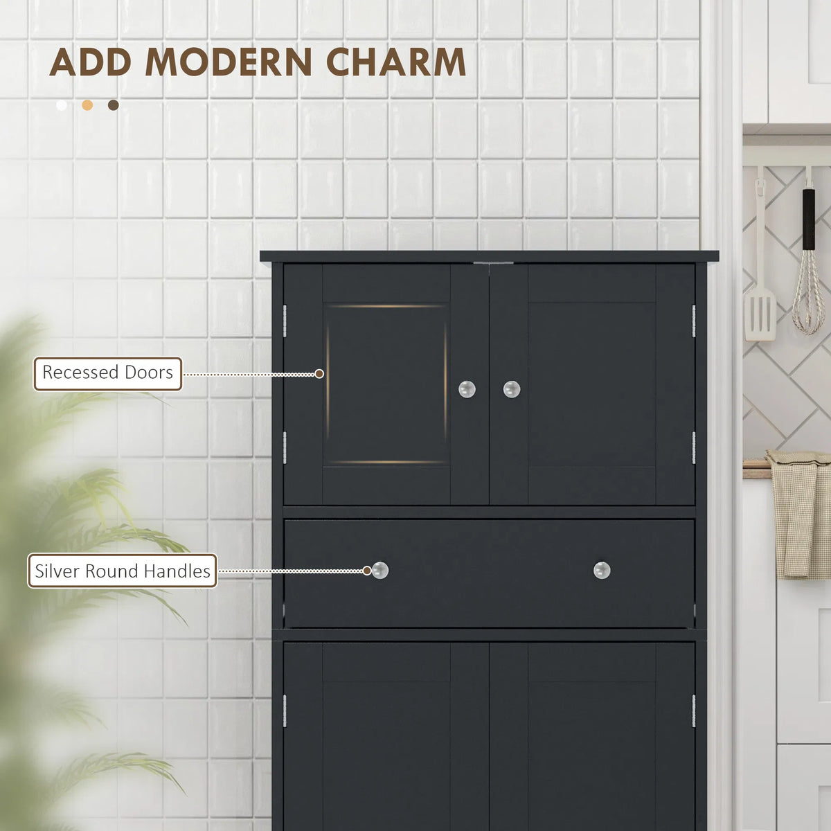 50.5" Kitchen Storage Cabinet Modern Kitchen Pantry Cabinet with 4 Doors - Image 3