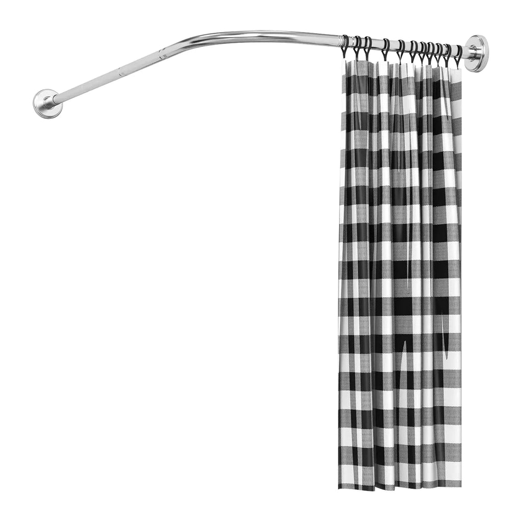 Adjustable L Shaped Curved Shower Rod Premium Stainless Steel Rust - Image 2