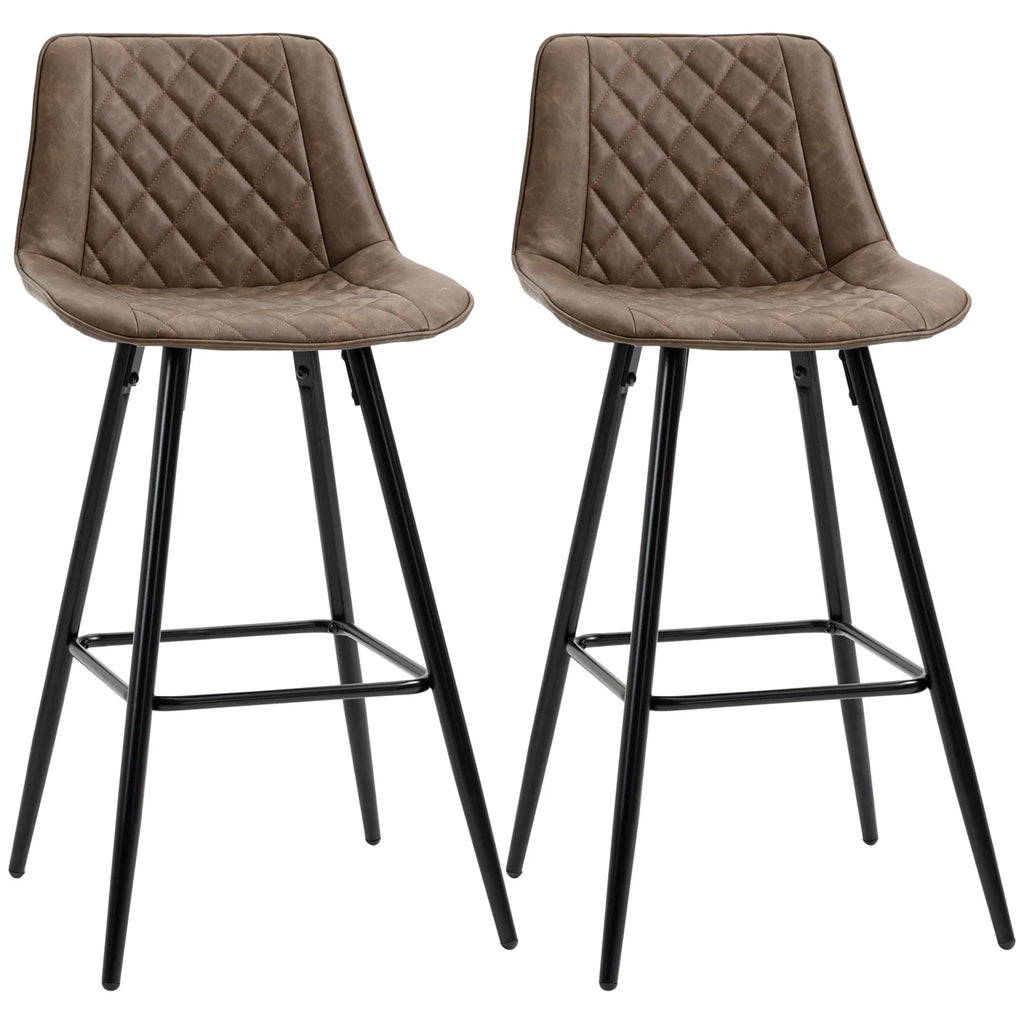 PU Leather Counter Height Bar Chairs Set of 2 27.75" Bar Stools with Metal - Image 2