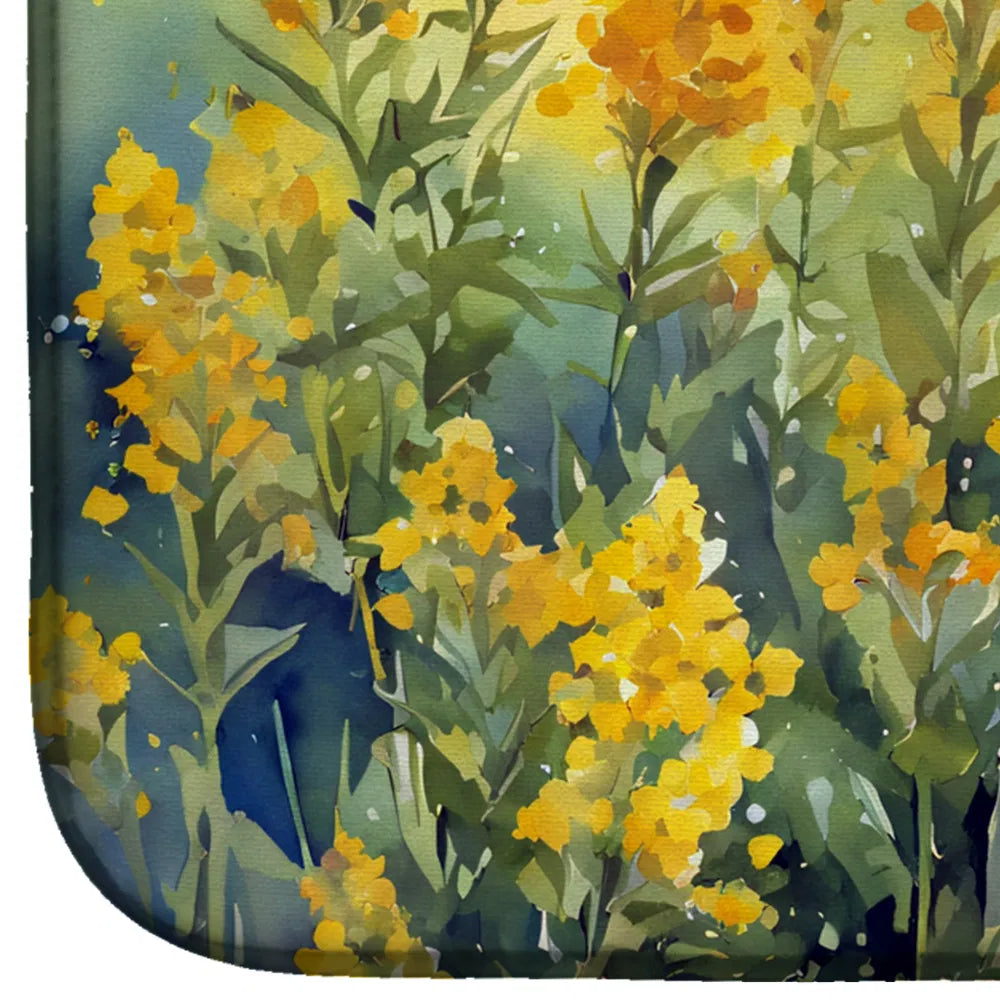 Nebraska Goldenrod in Watercolor Dish Drying Mat Absorbent Dish Drying Mat Pad - Image 2