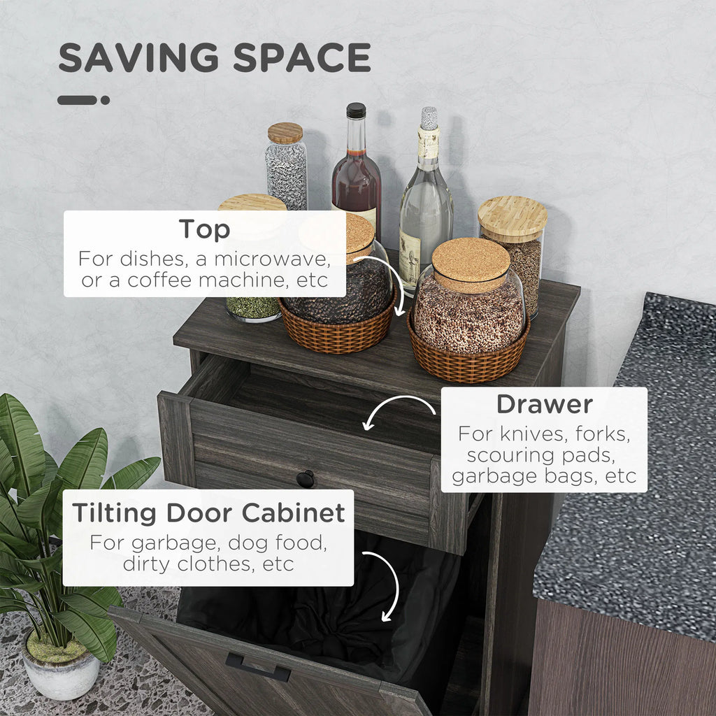 Kitchen Tilt Out Trash Bin Cabinet Free Standing Recycling Cabinet Trash Can - Image 4