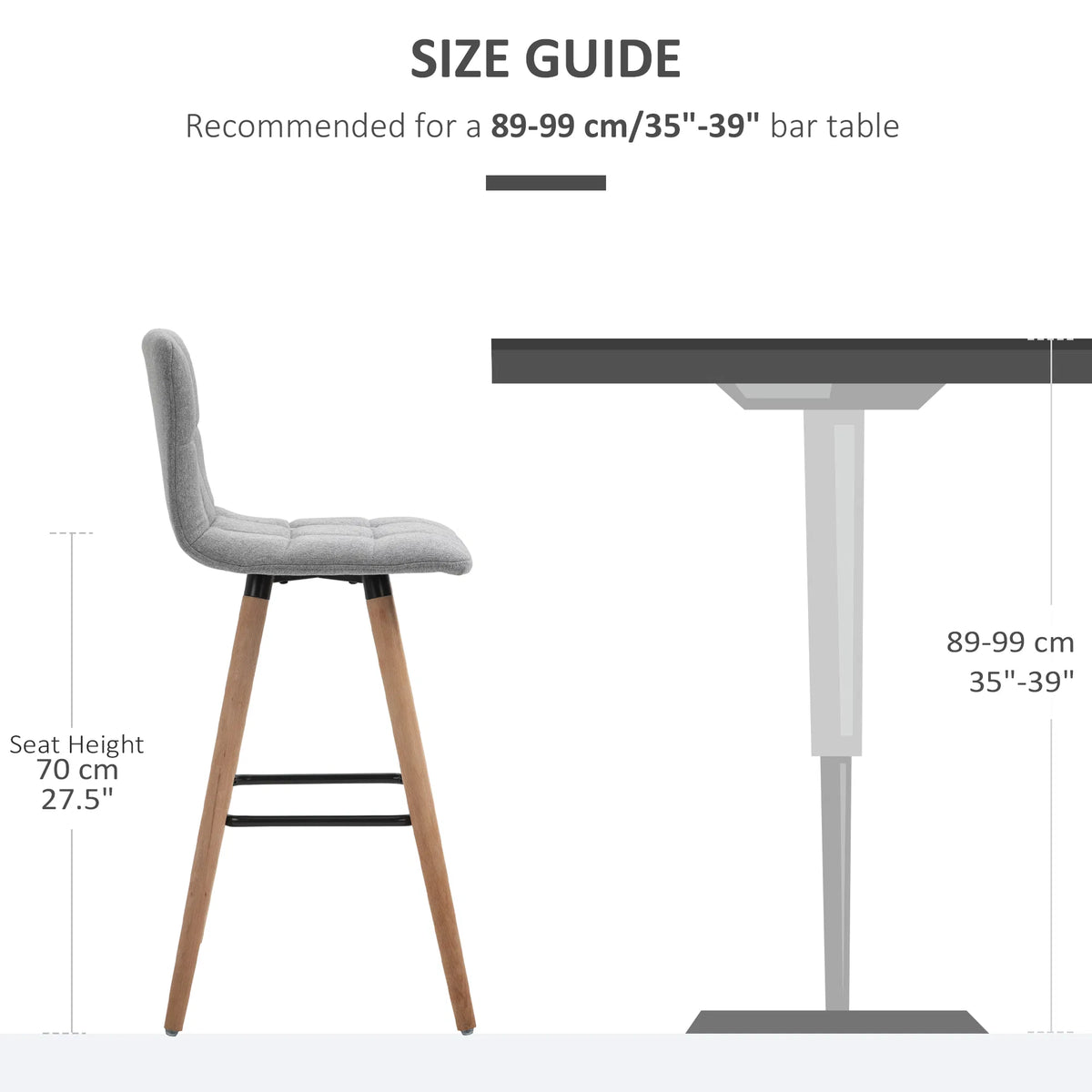 Modern Bar Stools Set of 2 38" Upholstered Kitchen Island Stool with Wood - Image 2