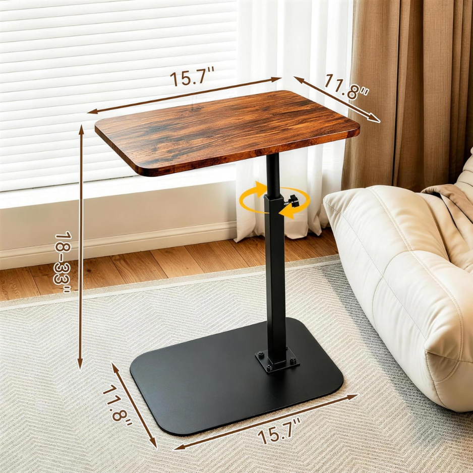 Adjustable TV Tray Table 360 Swivel Shaped End That Slides Under Couch Sofa - Image 3