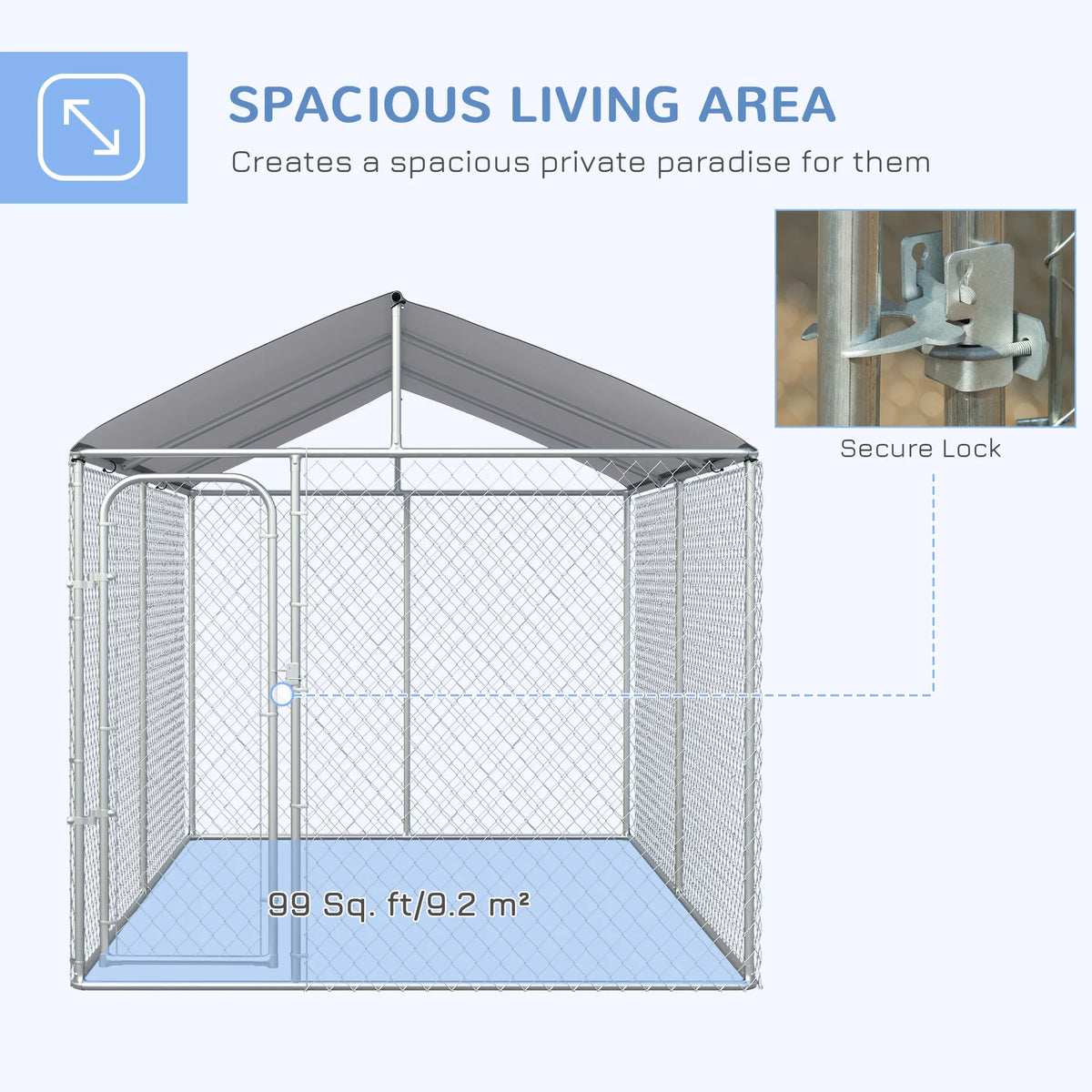Dog Kennel Outdoor Heavy Duty Playpen with Secure Lock Cover for Backyard & - Image 4