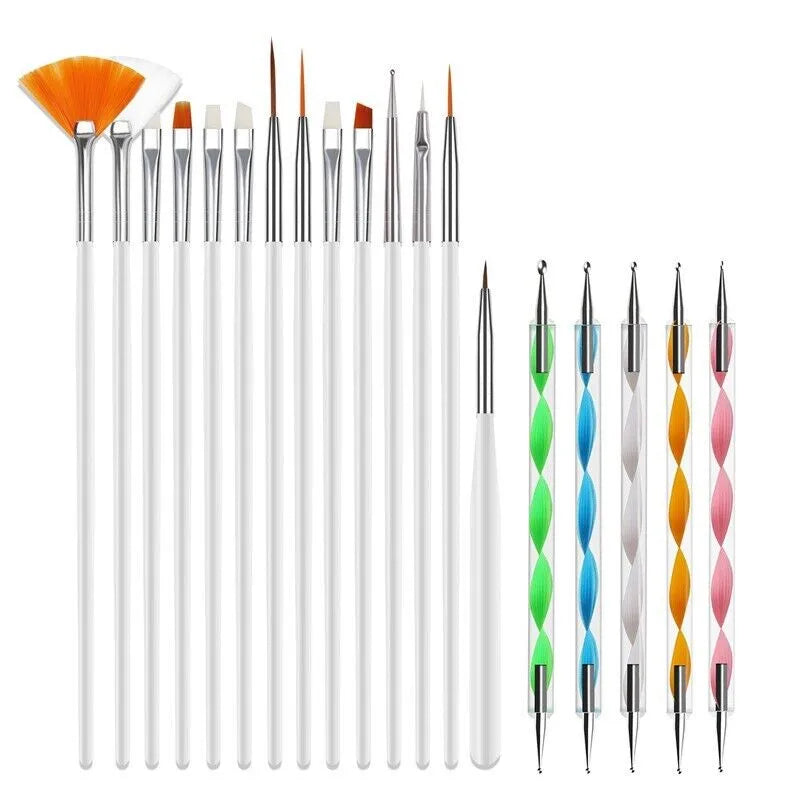 20PCS/Set Nail Art Design Dotting Painting Drawing Polish Brush Pen Tools UV Gel - Image 2