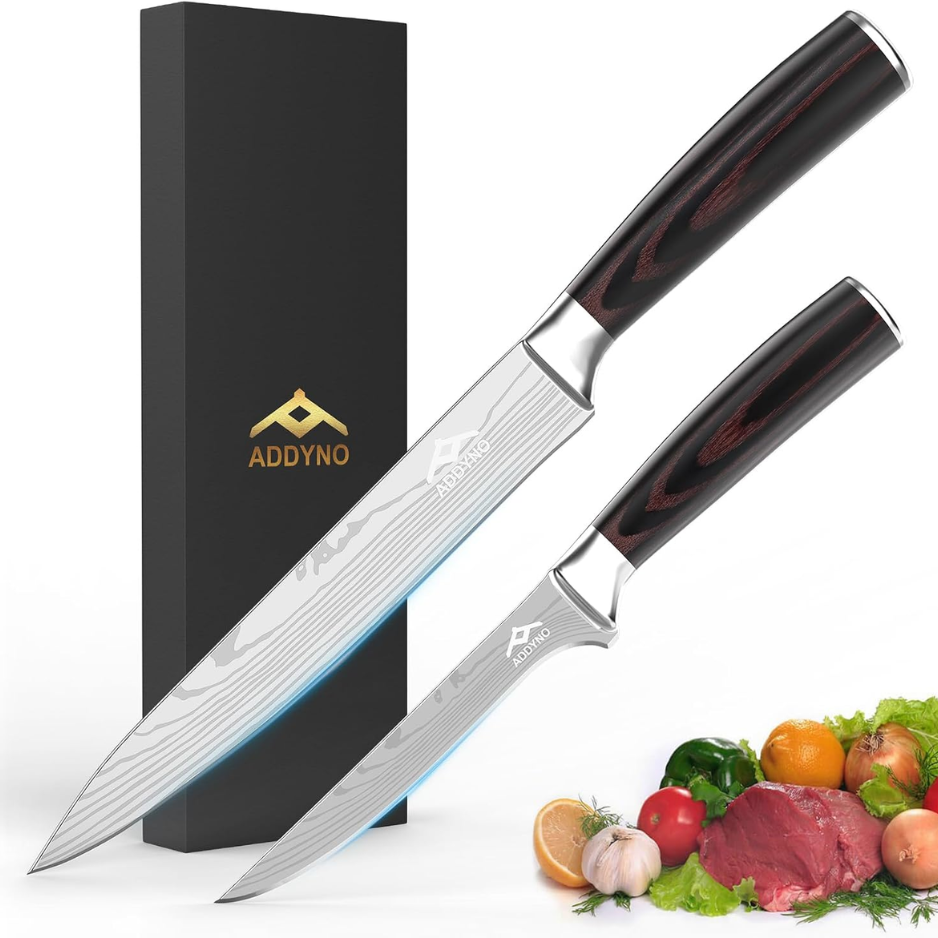 2 Piece Japanese High Carbon Stainless Steel Knife Set 8 Chef & 4 Paring Knives - Image 4