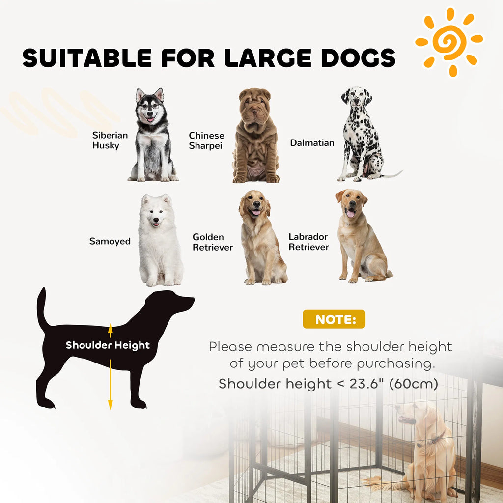 6 Panels Heavy Duty Dog Playpen Outdoor Indoor with Door & Strap 39" Height - Image 2