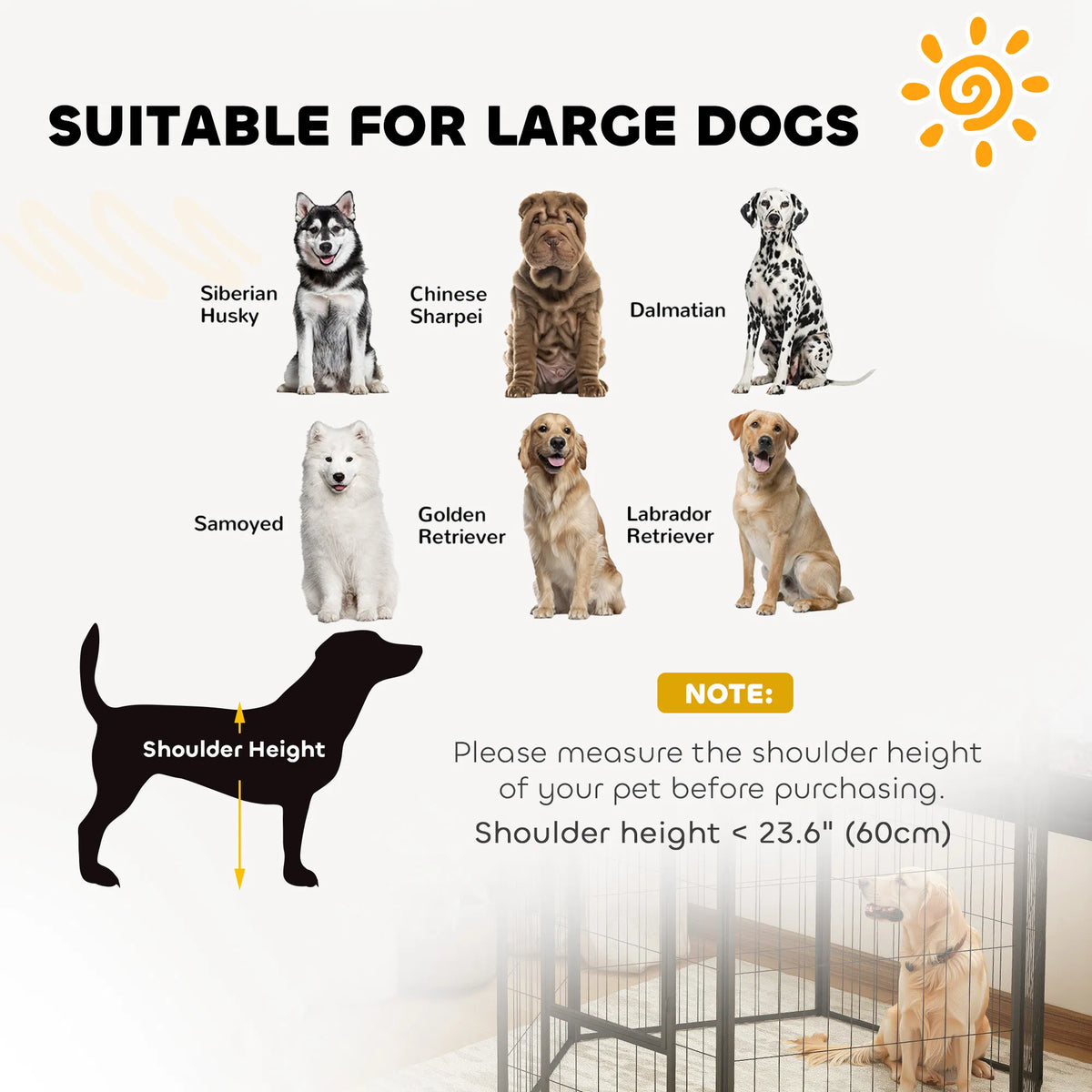 6 Panels Heavy Duty Dog Playpen Outdoor Indoor with Door & Strap 39" Height - Image 2