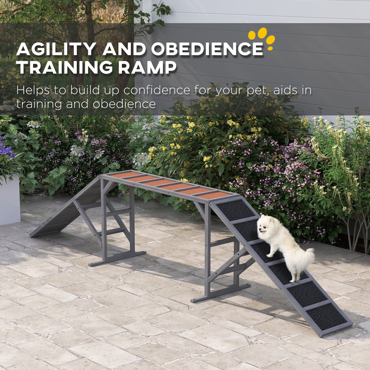 Dog Agility Equipment Ramp with Safety Bar Non slip Surface for Walk and - Image 4