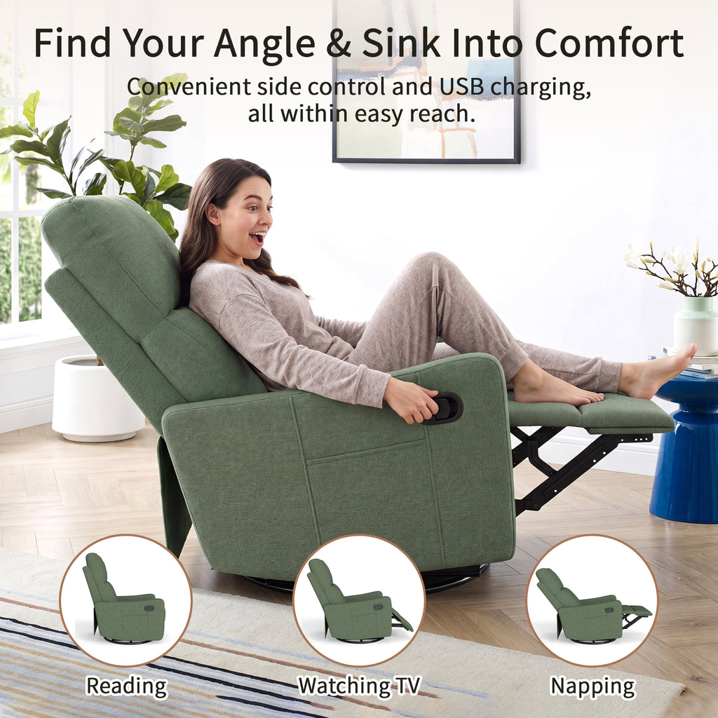 Manual Swivel Recliner Chair 360° Swivel Rocker Chair for Adults Small - Image 2