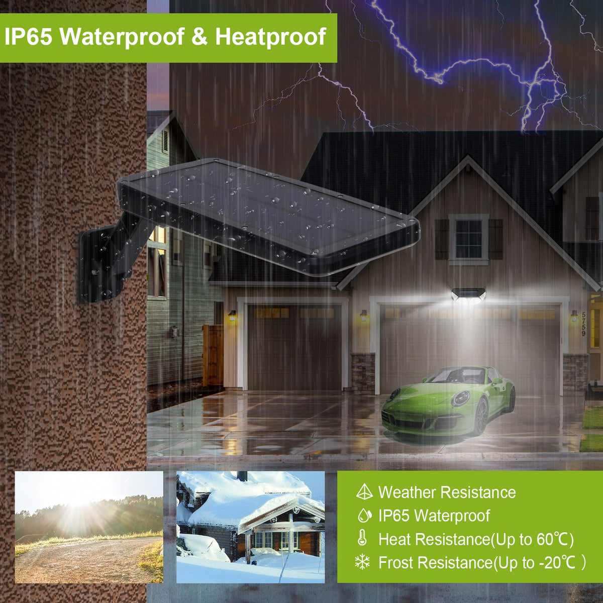 Solar Wall Light Outdoor 60LEDs PIR Motion Sensor Remote Control Wireless Lamps - Image 3