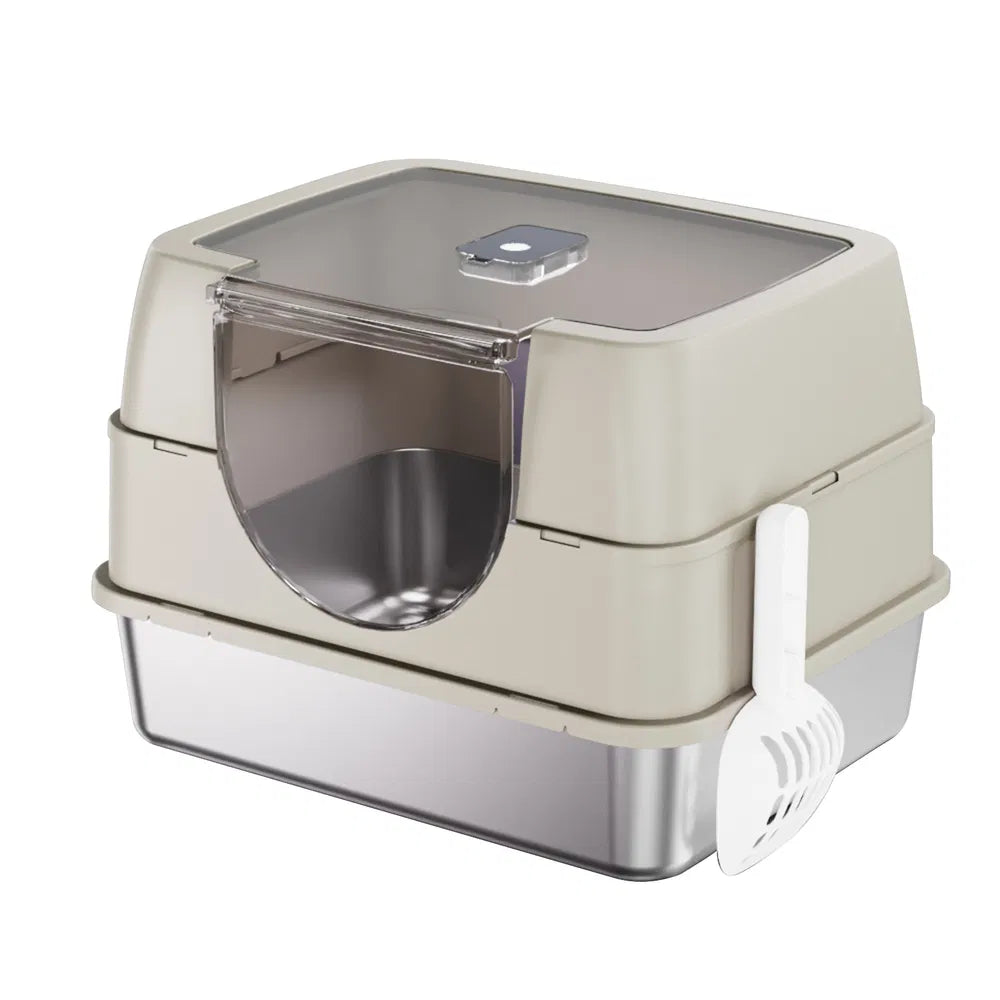 Fully Enclosed Stainless Steel Cat Litter Box White 2025 Top Pick Odor Lock - Image 3