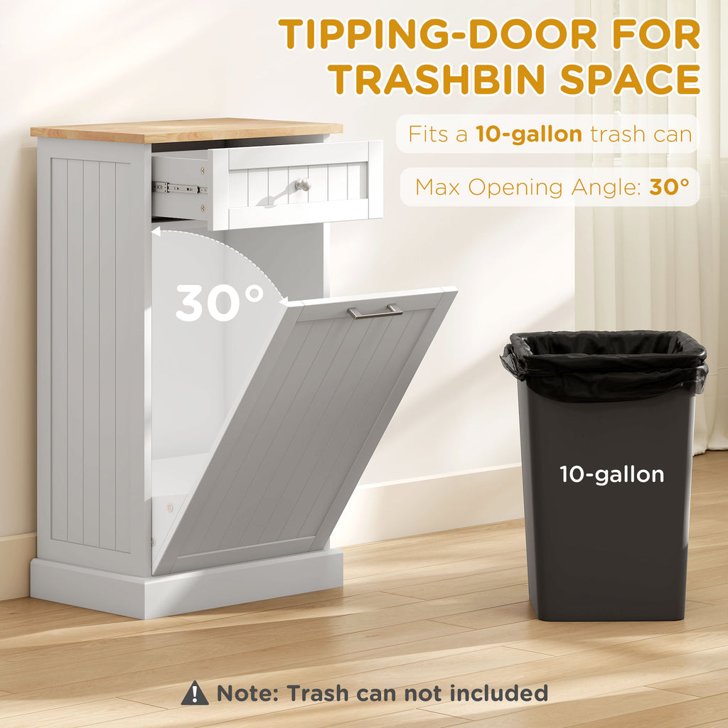 10 Gallon Tilt Out Trash Cabinet Wooden Hidden Trash Can with Storage Drawer - Image 4