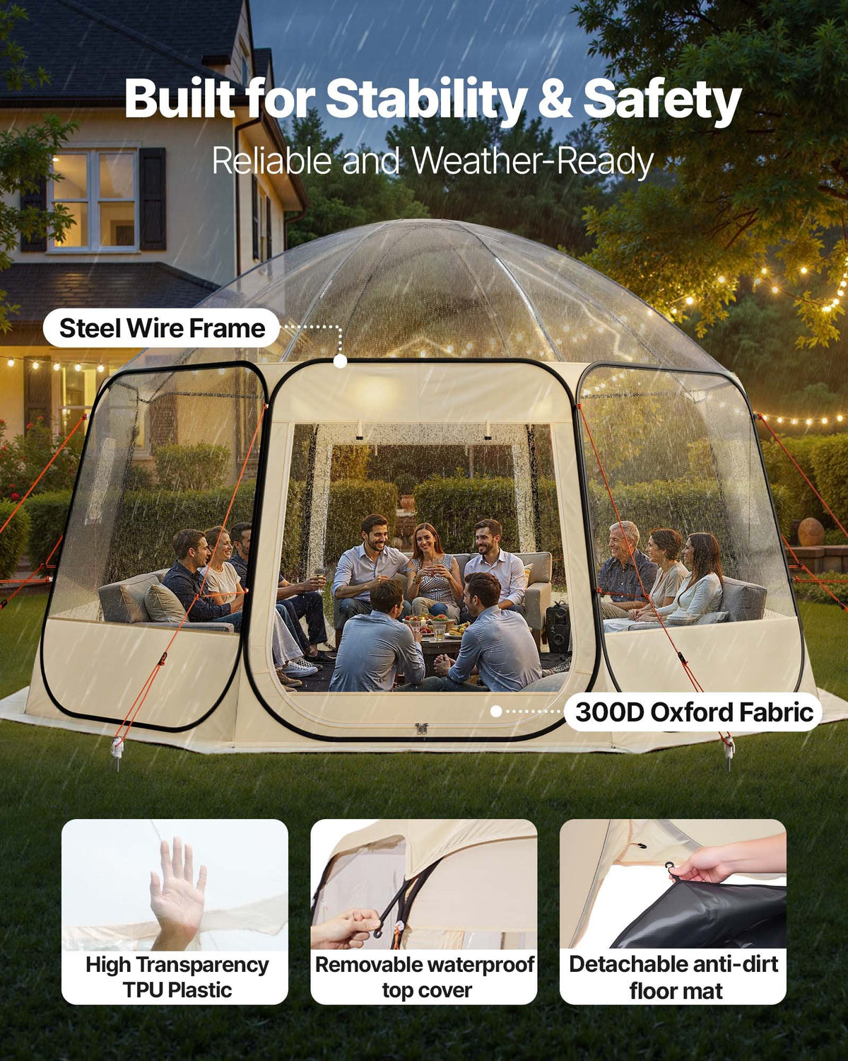 15x13.8ft clear pop-up garden bubble tent product view 3