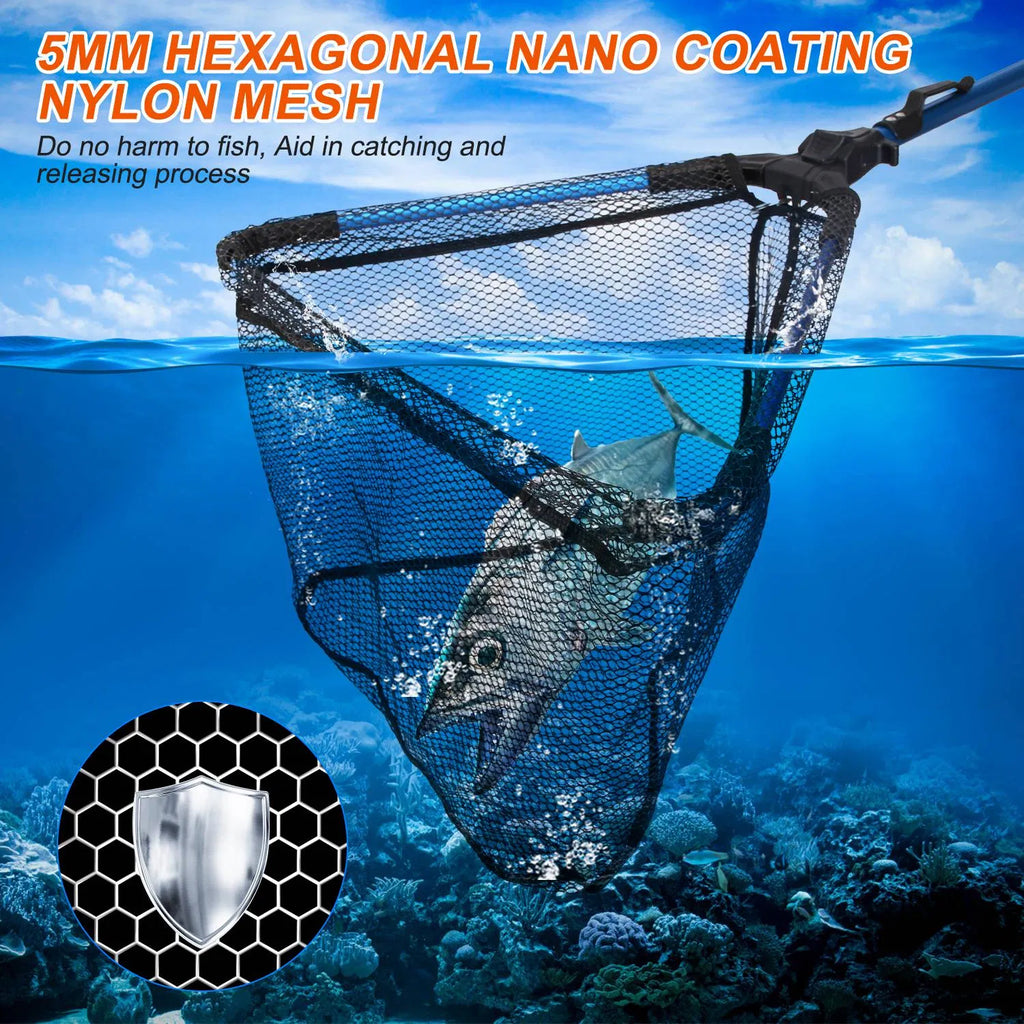 Foldable Fishing Net With Aluminum Alloy Rod EVA Handle Durable 5MM Hexagonal - Image 4