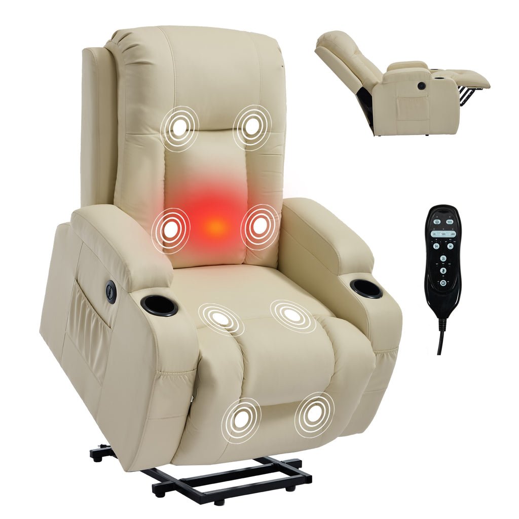 Beige PU Infinite Position Up to 350 LBS Power Lift Recliner Chair for Elderly - Image 5