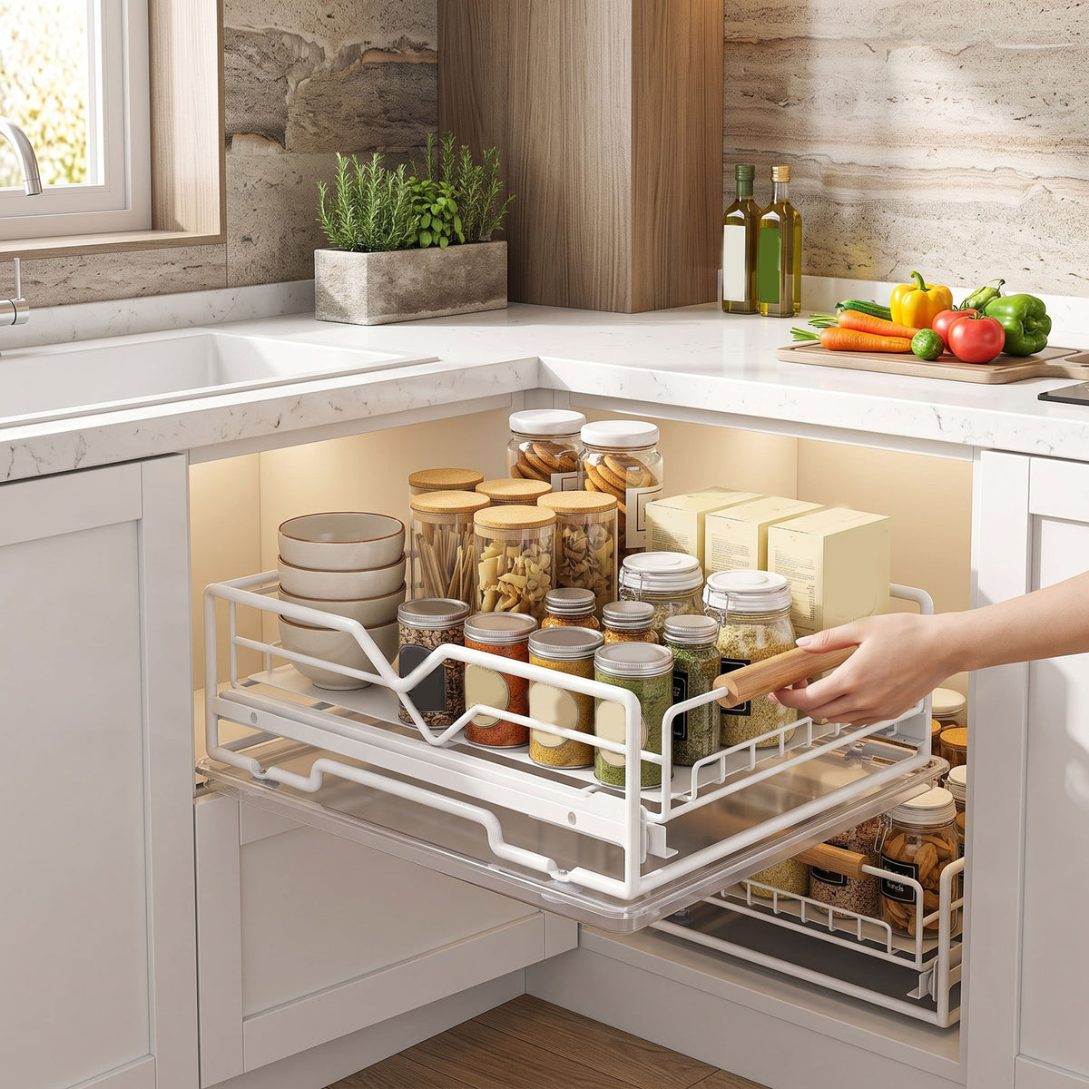 Pull Out Cabinet Organizer Iron Slide Storage Drawer Under Sink Rack - Image 4