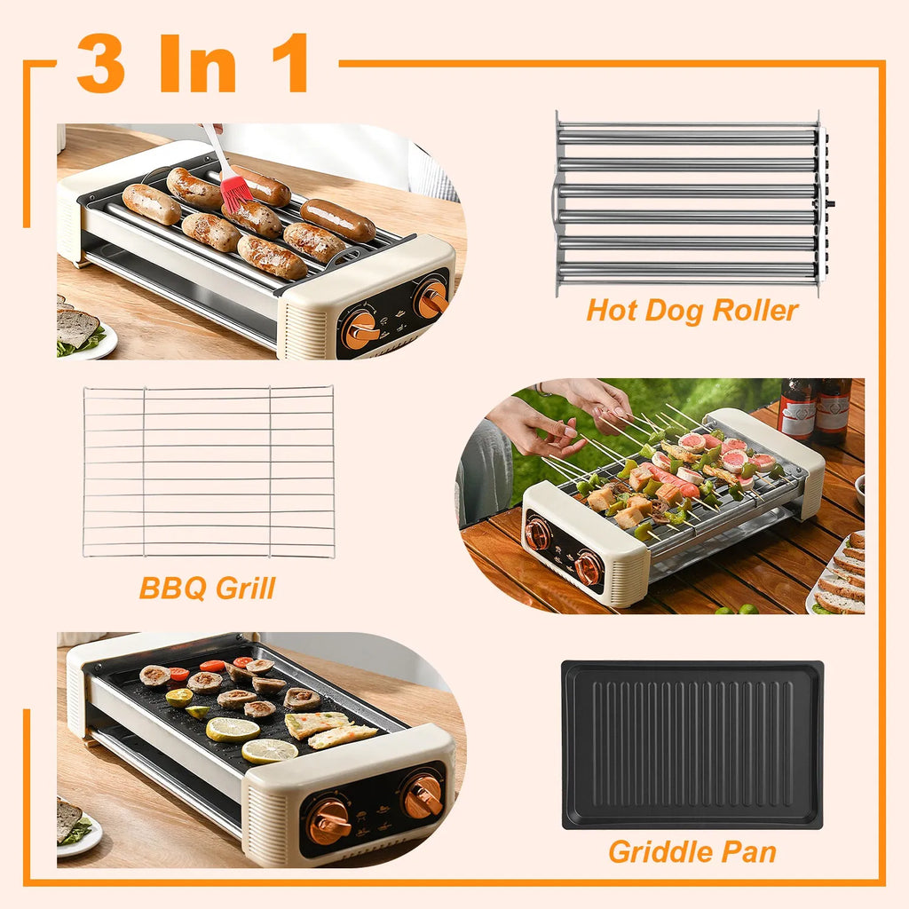 Multifunctional Electric Hot Dog Roller Machine 3 in 1 Sausage Grill with - Image 2