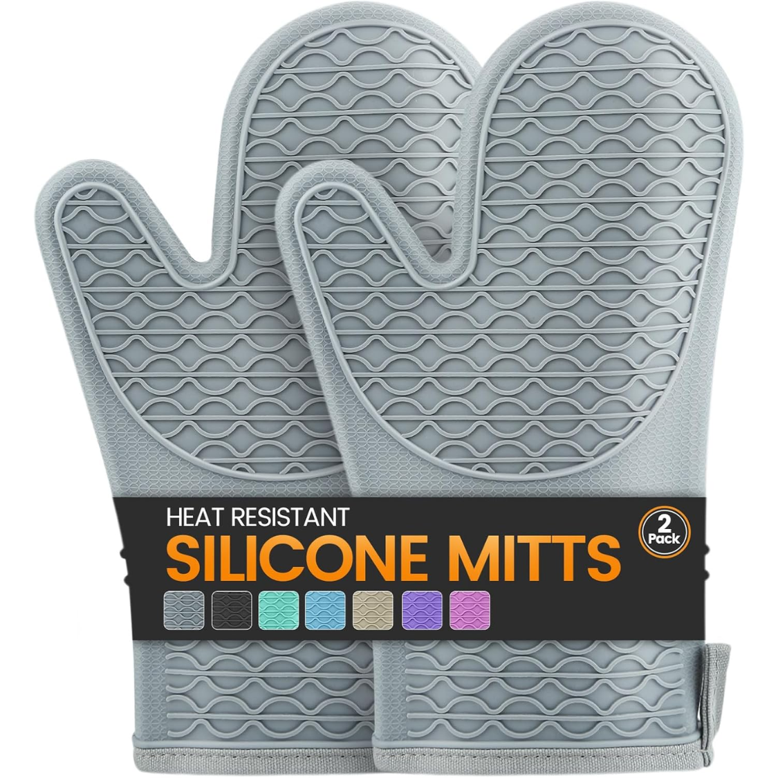 Silicone Oven Mitts Heat Resistant 2PCS Oven Mitts With Soft Cotton Lining - Image 4
