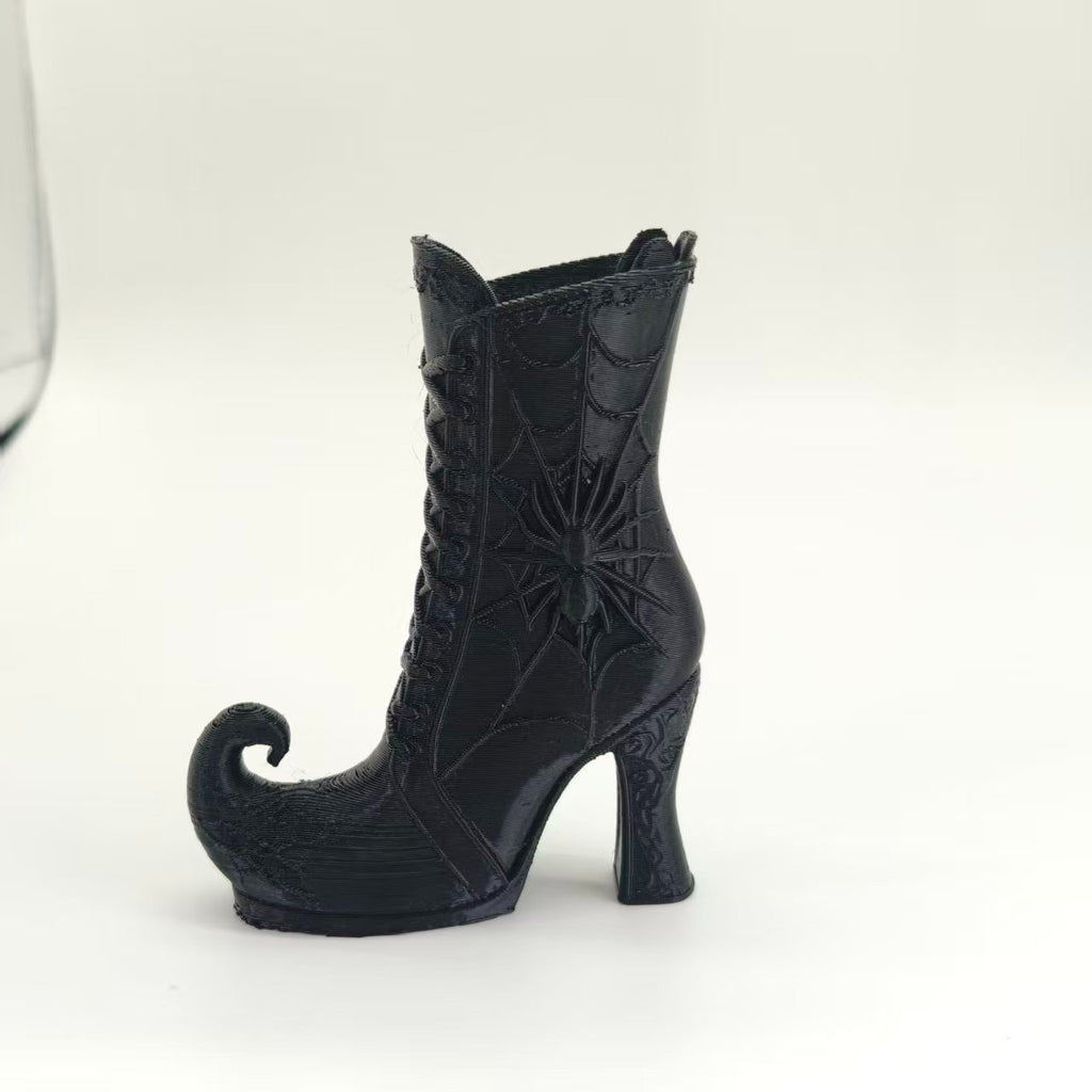 3D Printed Gothic Spiderweb Boot Pen Holder Halloween High Heel Desk