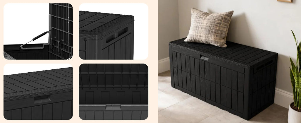 1 0 0 Gallon Outdoor Storage Box Water Proof Resin Deck Box Lockable Storage - Image 3