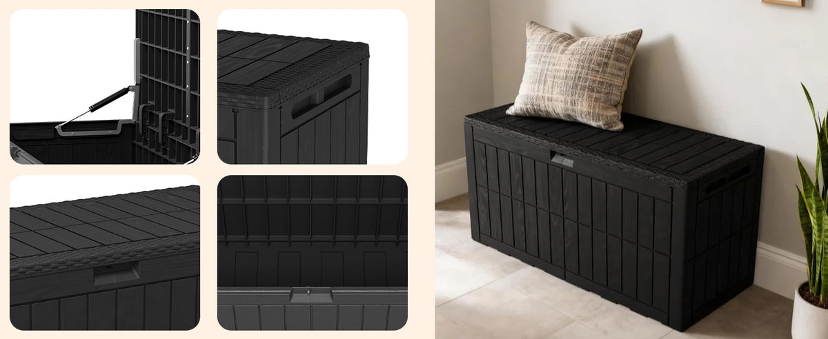 1 0 0 Gallon Outdoor Storage Box Water Proof Resin Deck Box Lockable Storage - Image 3