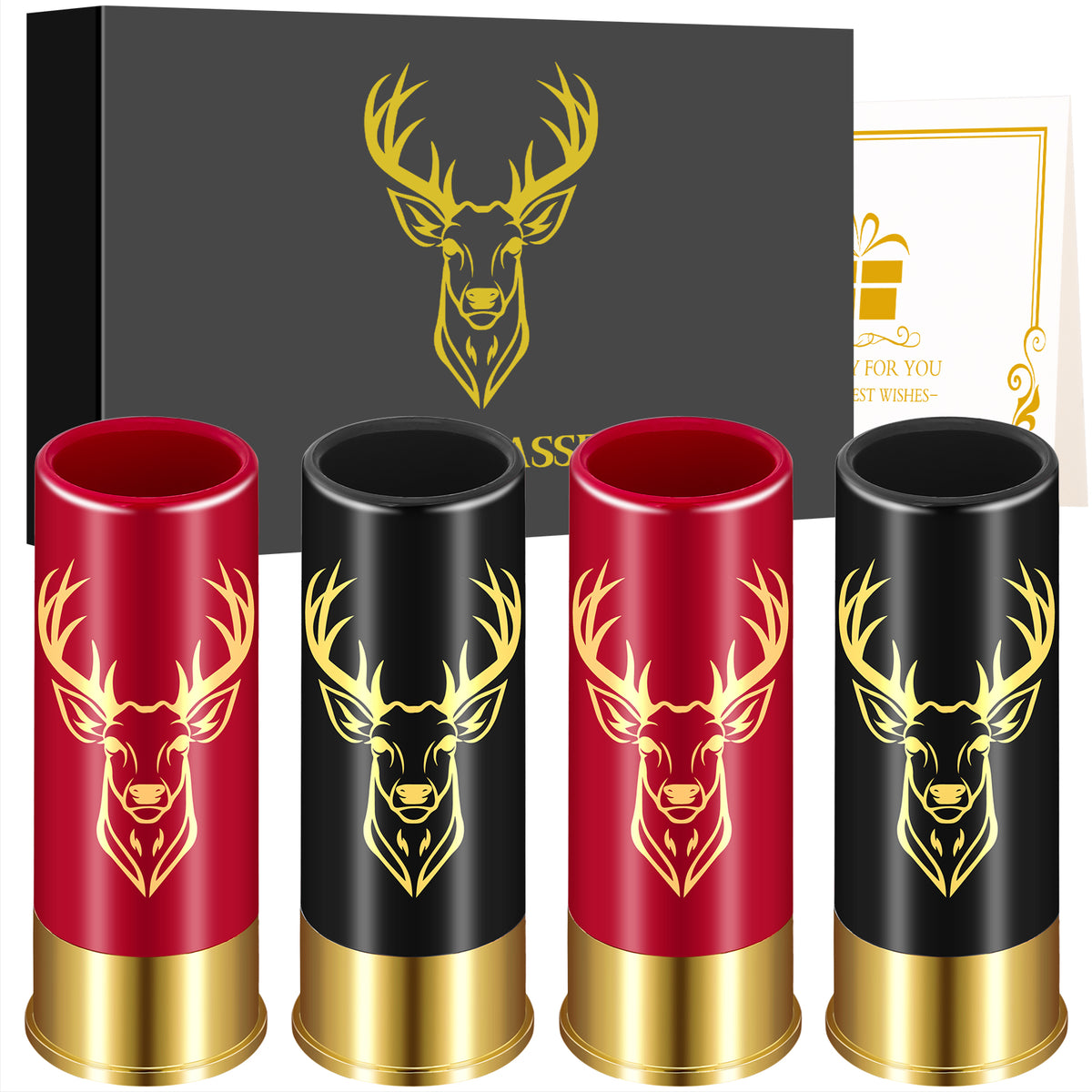 4 Deer Heads 1.5 Ounces Reusable High quality Plastic Bullet Cup Suitable