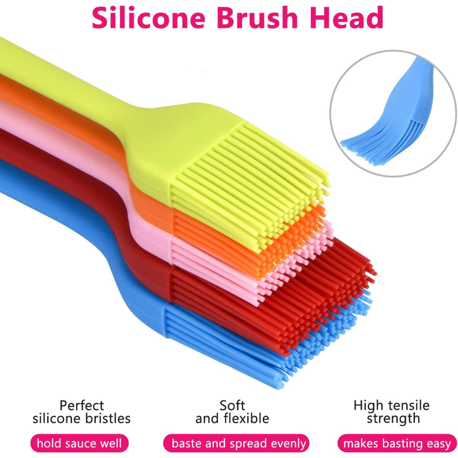 Hhyn 5 Pack Multicolor Silicone Basting & Pastry Brush Set Heat Resistant BBQ - Image 4