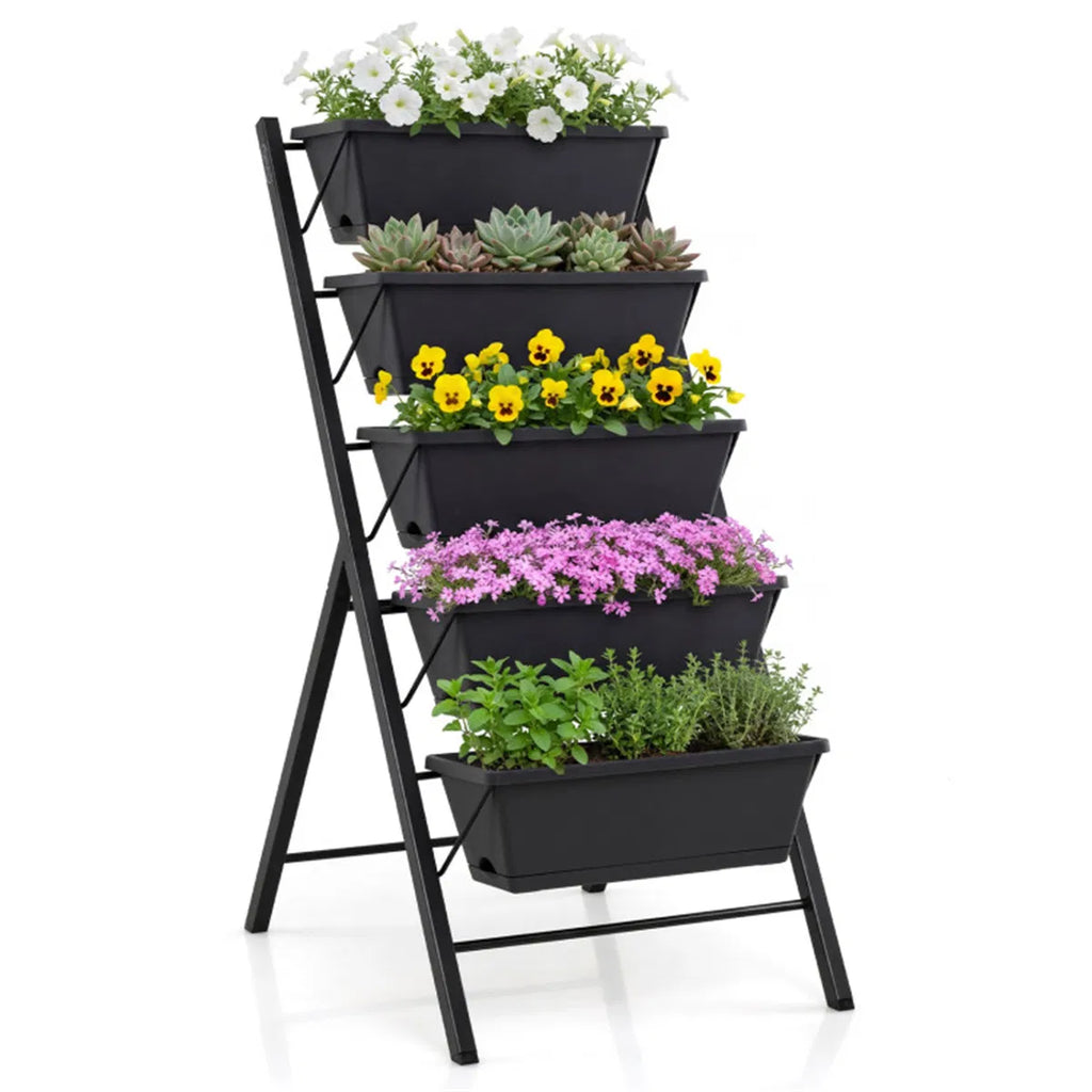 5 Tier Vertical Raised Garden Bed with Removable Planter Boxes & Drip Trays - Image 5