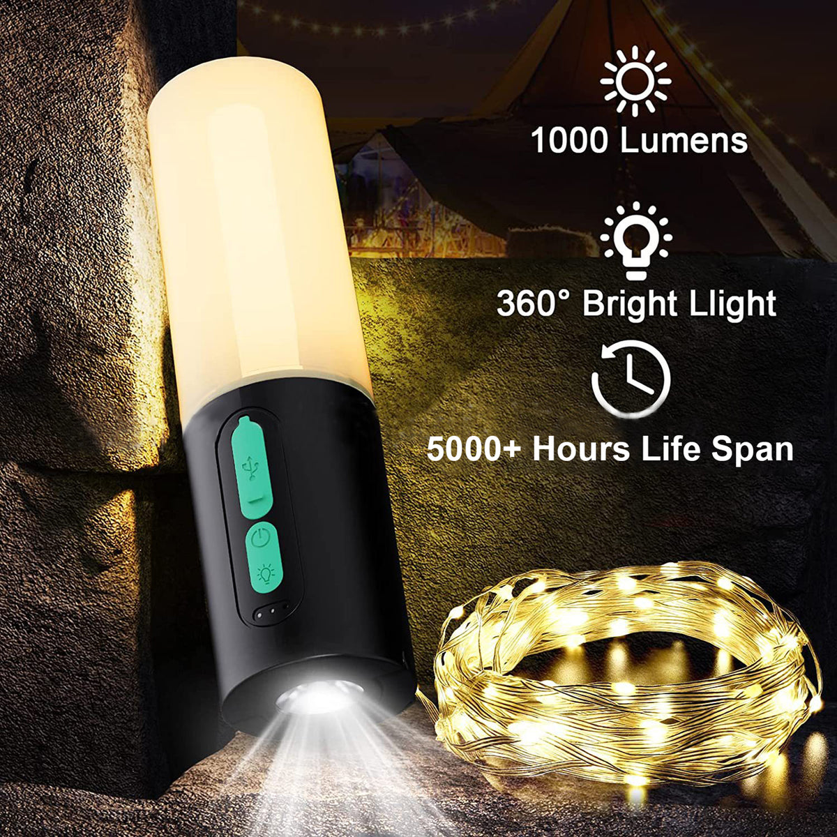 Outdoor Camping Lantern Emergency Flashlight Night Light String Lights Type C - Image 2