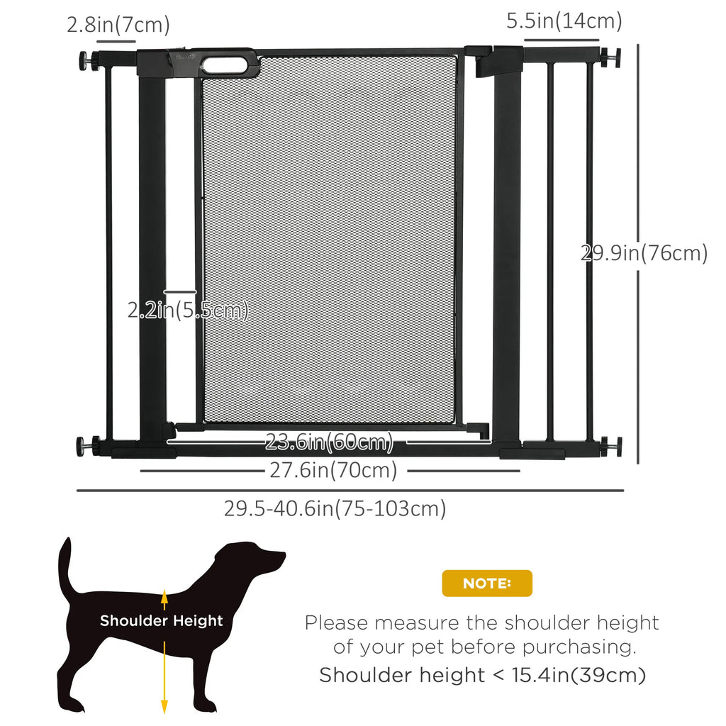 29.5" 40.6" Metal Pet Gate Dog Gate with Auto Closing Door Double Locking - Image 4