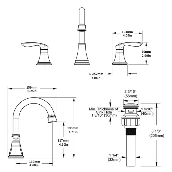 2 Handle 8 inch Widespread Bathroom Sink Faucet Brushed Gold Lavatory Faucet 3 - Image 4