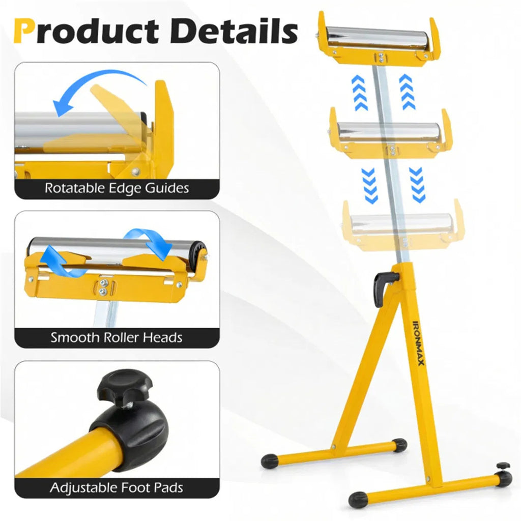 2 Pack Heavy Duty Metal Folding Roller Stand with Edge Guides Portable - Image 5