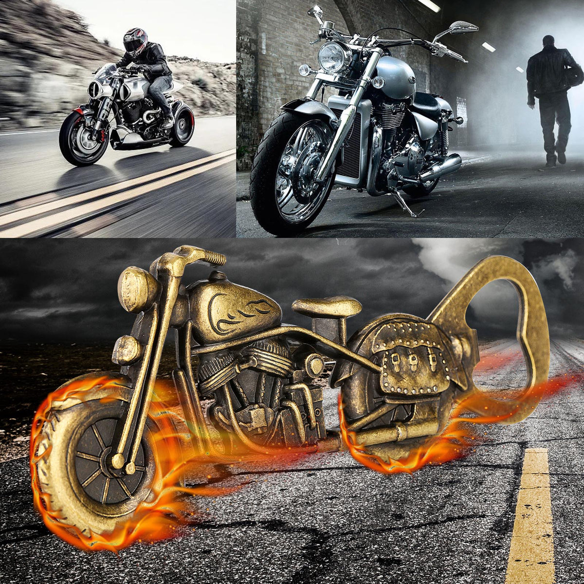 Old Style Motorcycle Beer Bottle Opener Black Gift Box With Greeting Card