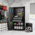 METAN 71inch Lockable Metal Tool Cabinet With 2 Drawers 4 Wheels & Pegboards