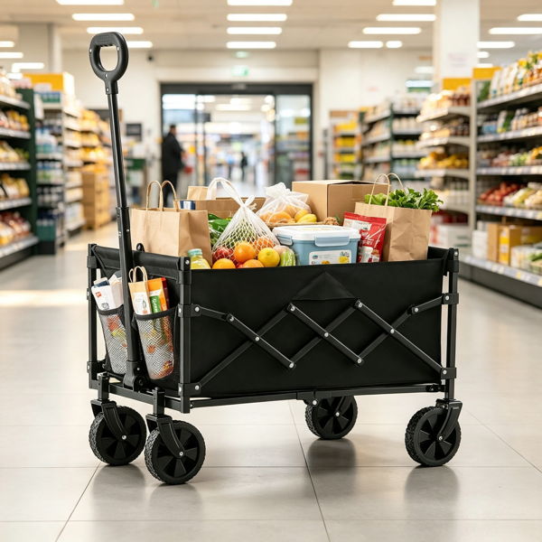 120L Heavy Duty Folding Wagon Cart 225 LBS Collapsible Utility Wagon With - Image 5