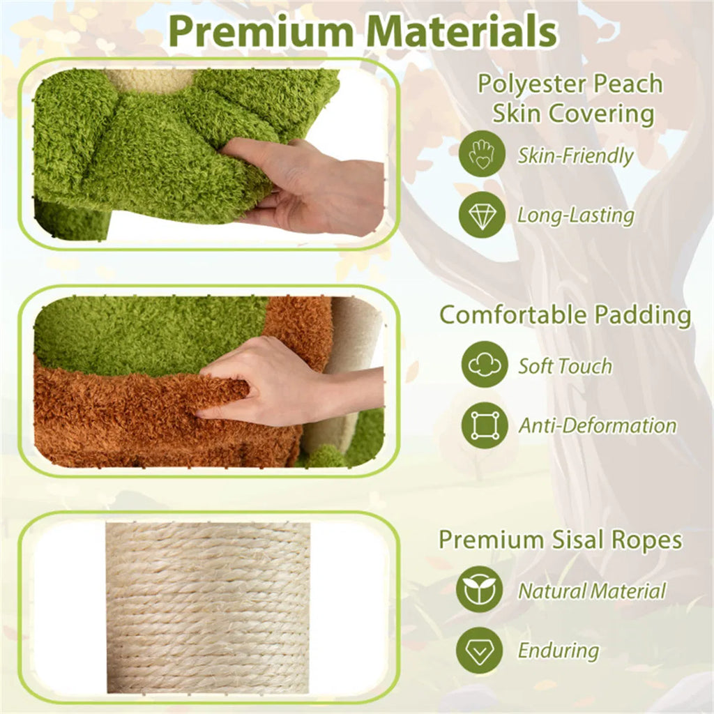 36" Jungle Theme Cat Tree Washable Peach Skin Sisal Scratching Post & - Image 2