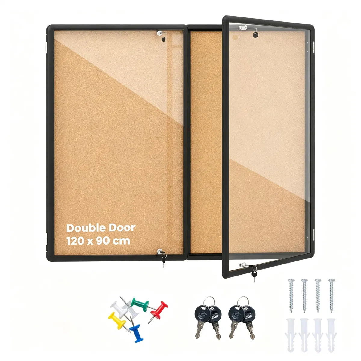 Outdoor Lockable Cork Bulletin Board Aluminum Framed Enclosed Notice Display - Image 4
