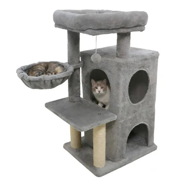 Light Gray 33.5" Multi Level Cat Tree With 2 Tier Condo Sisal Scratching Posts - Image 4