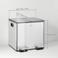 Dual Garbage Bin Soft Close Trash Can with Foot Pedal 2 x 15 Liter Garbage