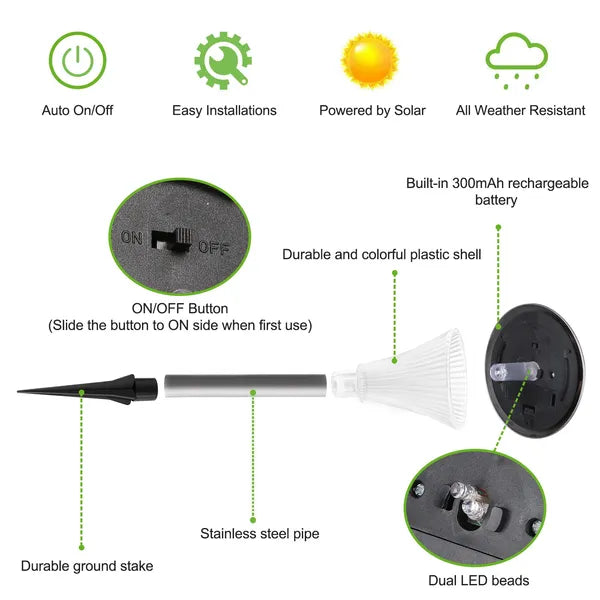 4packs solar garden lights outdoor dimensions and features