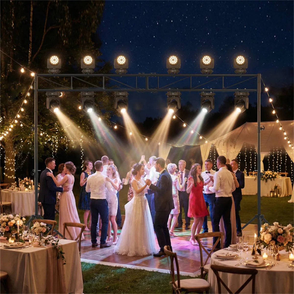 4.6 8.7 Ft Foldable Tripod Stage Light Stand 10 Height Adjustable Metal Truss - Image 5