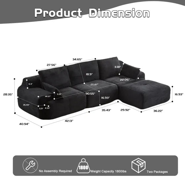 Modern Memory Foam Compressed Sofa Large Sectional Couches for Living - Image 4
