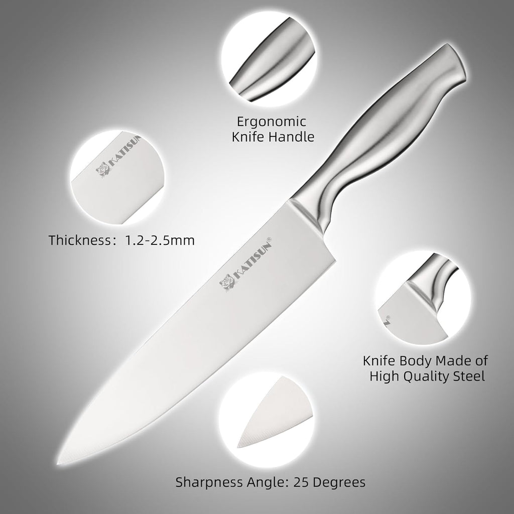 15 Piece Kitchen Knife Set 15 Pieces With Block Knives For Silver Hollow Ergonomic - Dimensions and Specifications