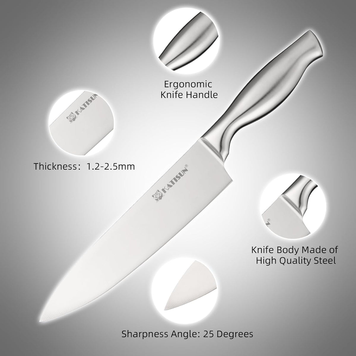 15 Piece Kitchen Knife Set 15 Pieces With Block Knives For Silver Hollow Ergonomic - Dimensions and Specifications