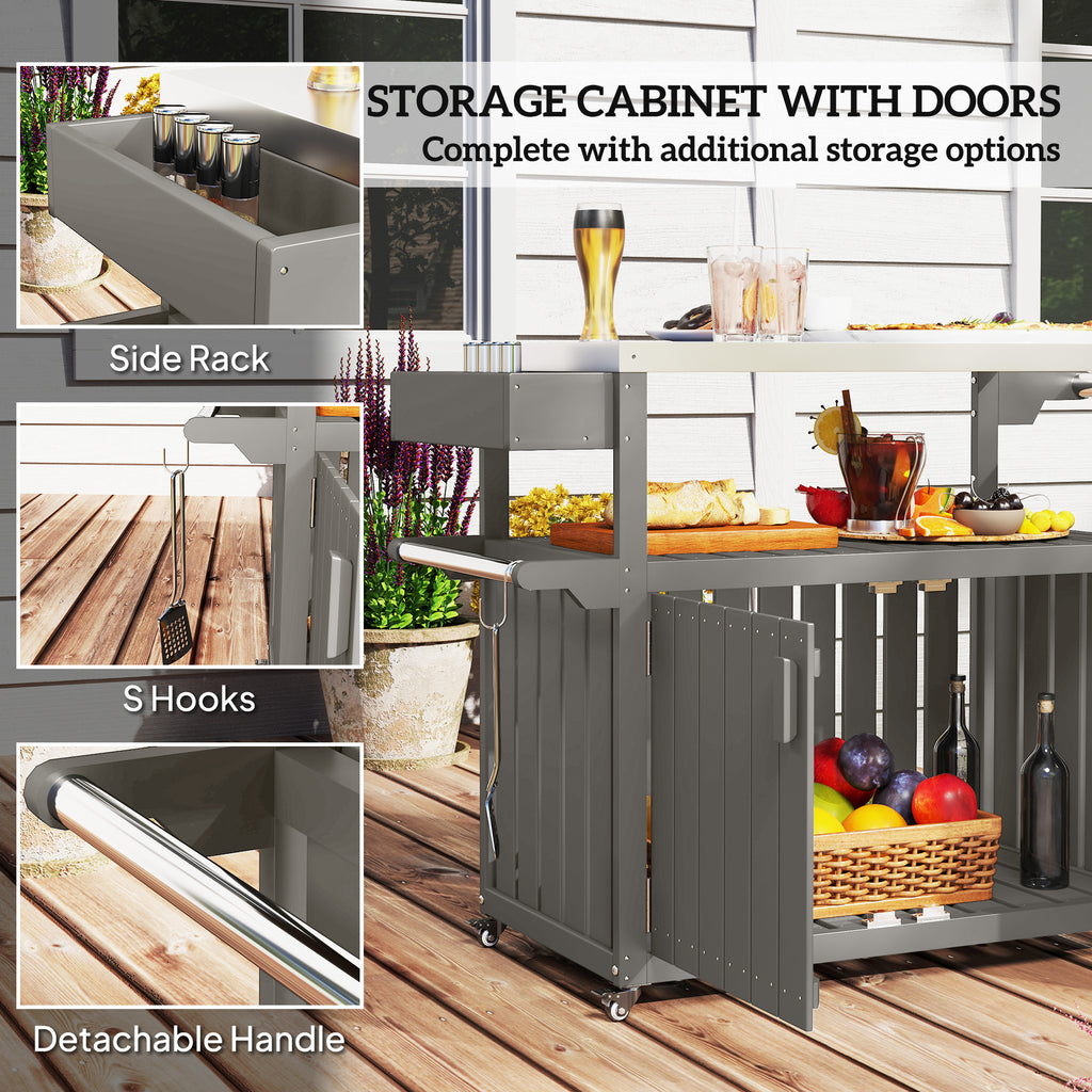 mobile outdoor BBQ prep cart with stainless steel counter product view 3