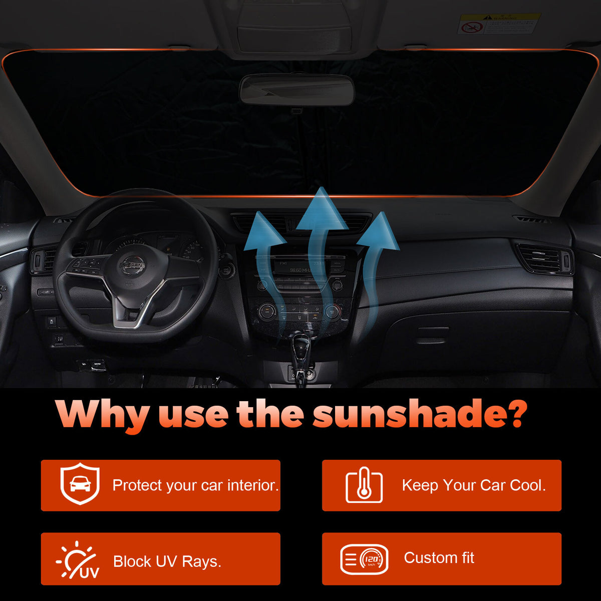 For Issan Rogue 2014 2020 Car Front Windshield Sun Shade Reflective Uvs Cover - Image 7