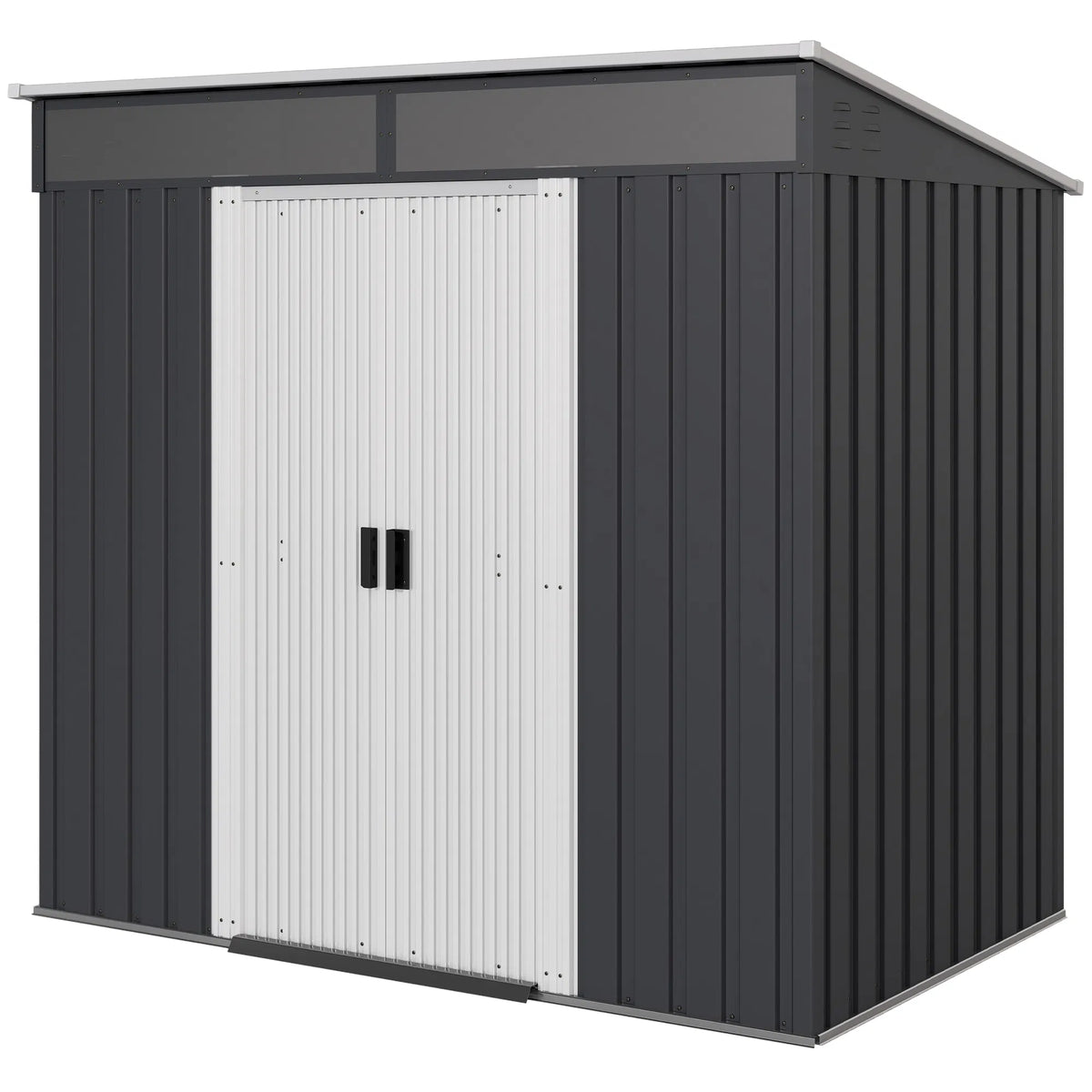 6.5x4FT Galvanised Metal Shed with Foundation Kit Lockable Garden Tool Storage - Image 5